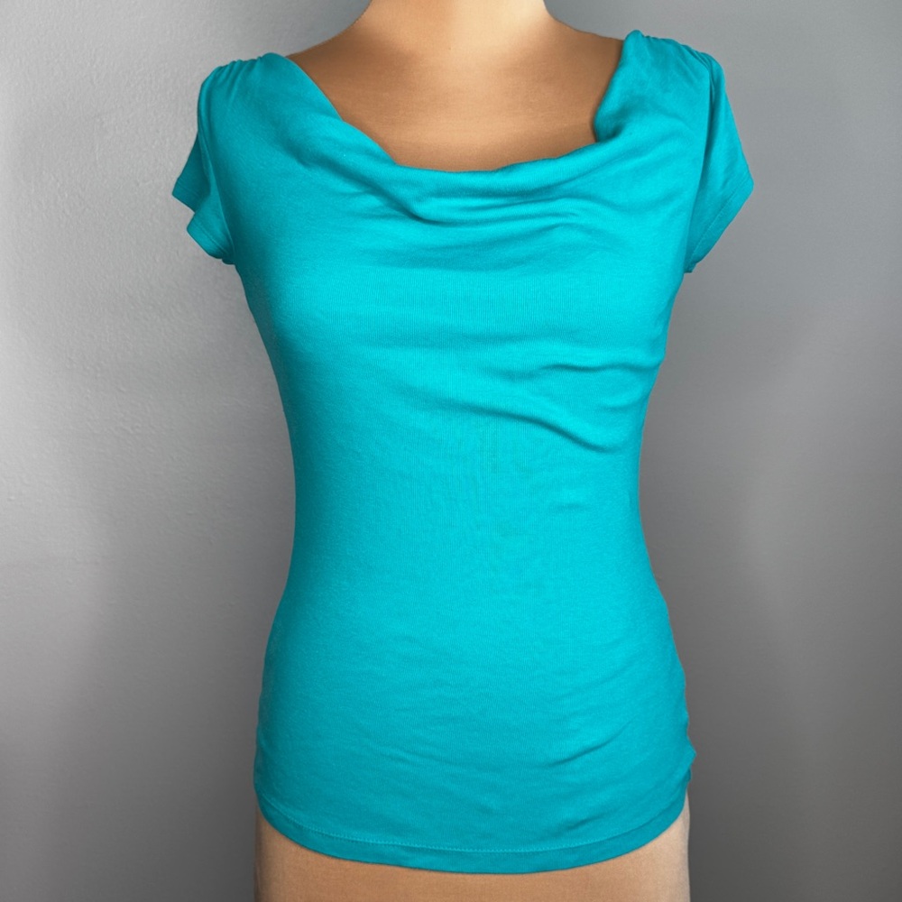 Express Teal Cotton Modal Stretchy Top Cowl XS